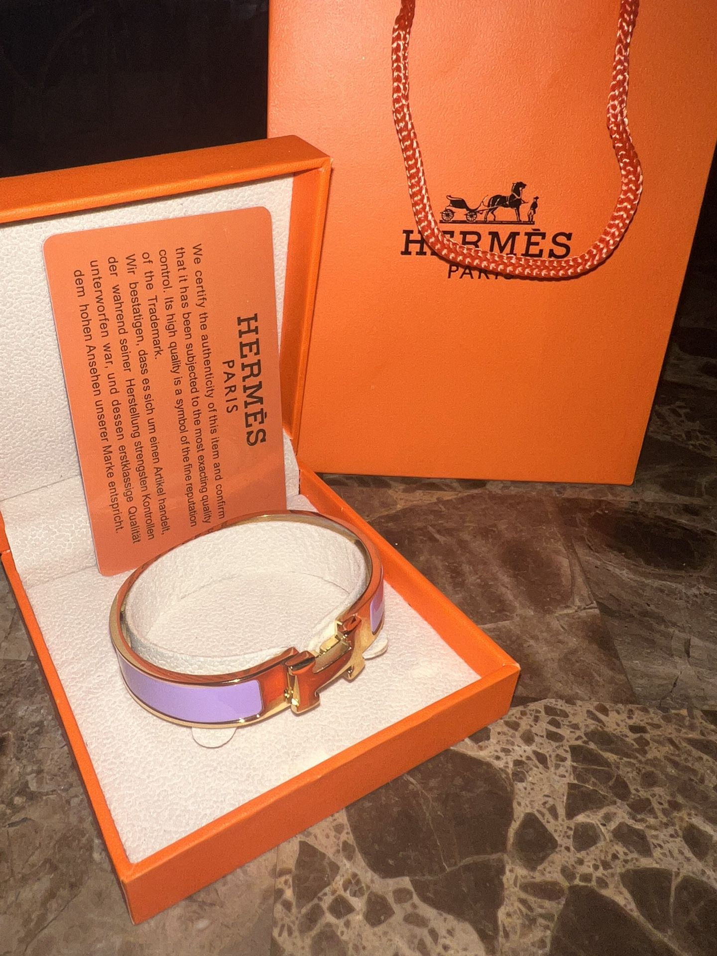 Hermes Clic Clac Bracelet Gold Toned Pink