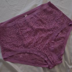 Purple &Coral  Lace High-Waist Briefs