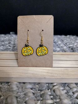 Halloween Jack-o'-Lantern Drop Earrings
