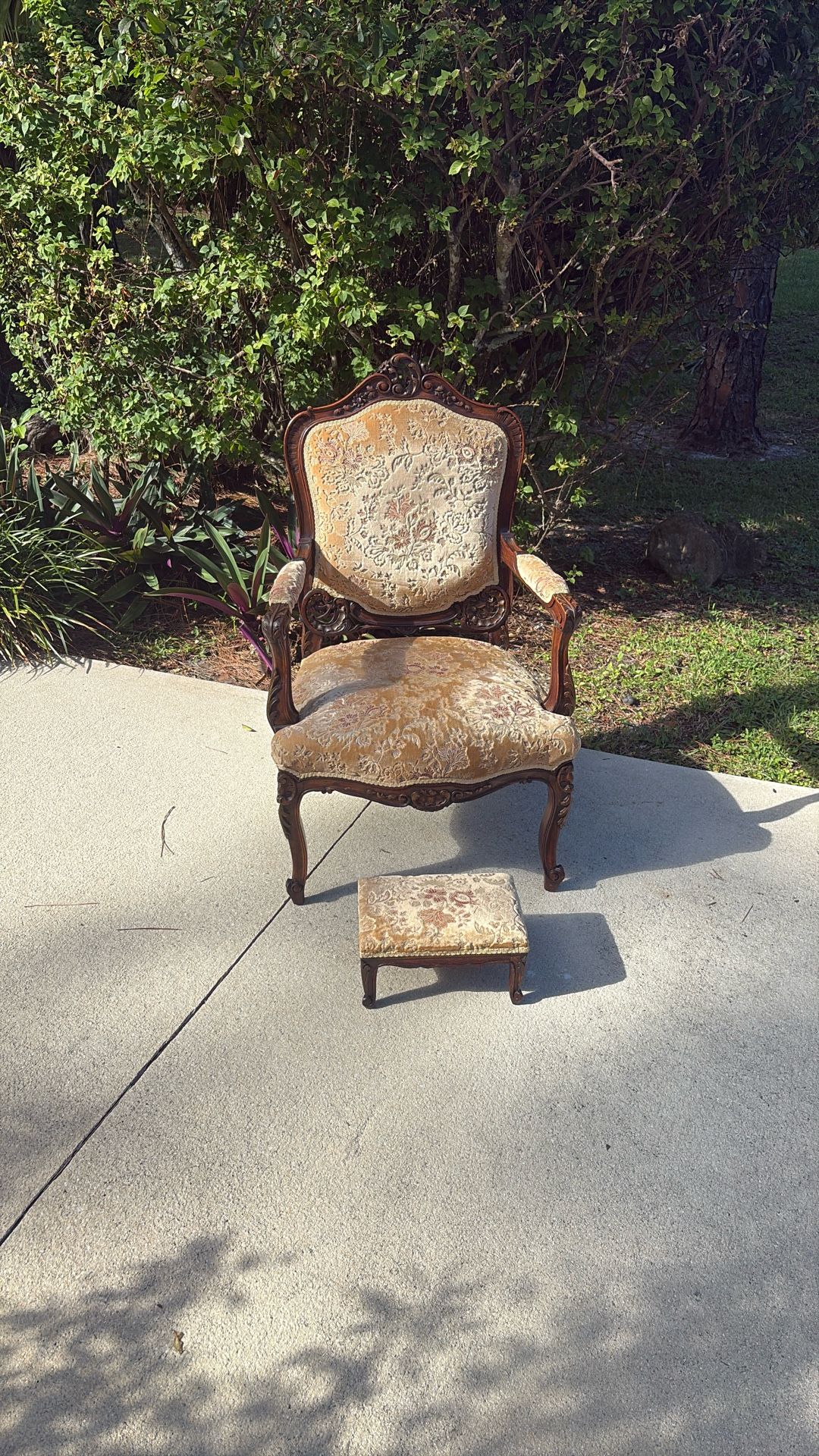 Antique Chair With Ottoman, Solid, and In Great Condition
