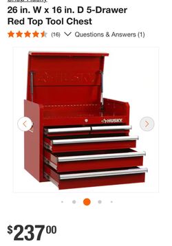 26 in. W x 16 in. D 5-Drawer Red Top Tool Chest