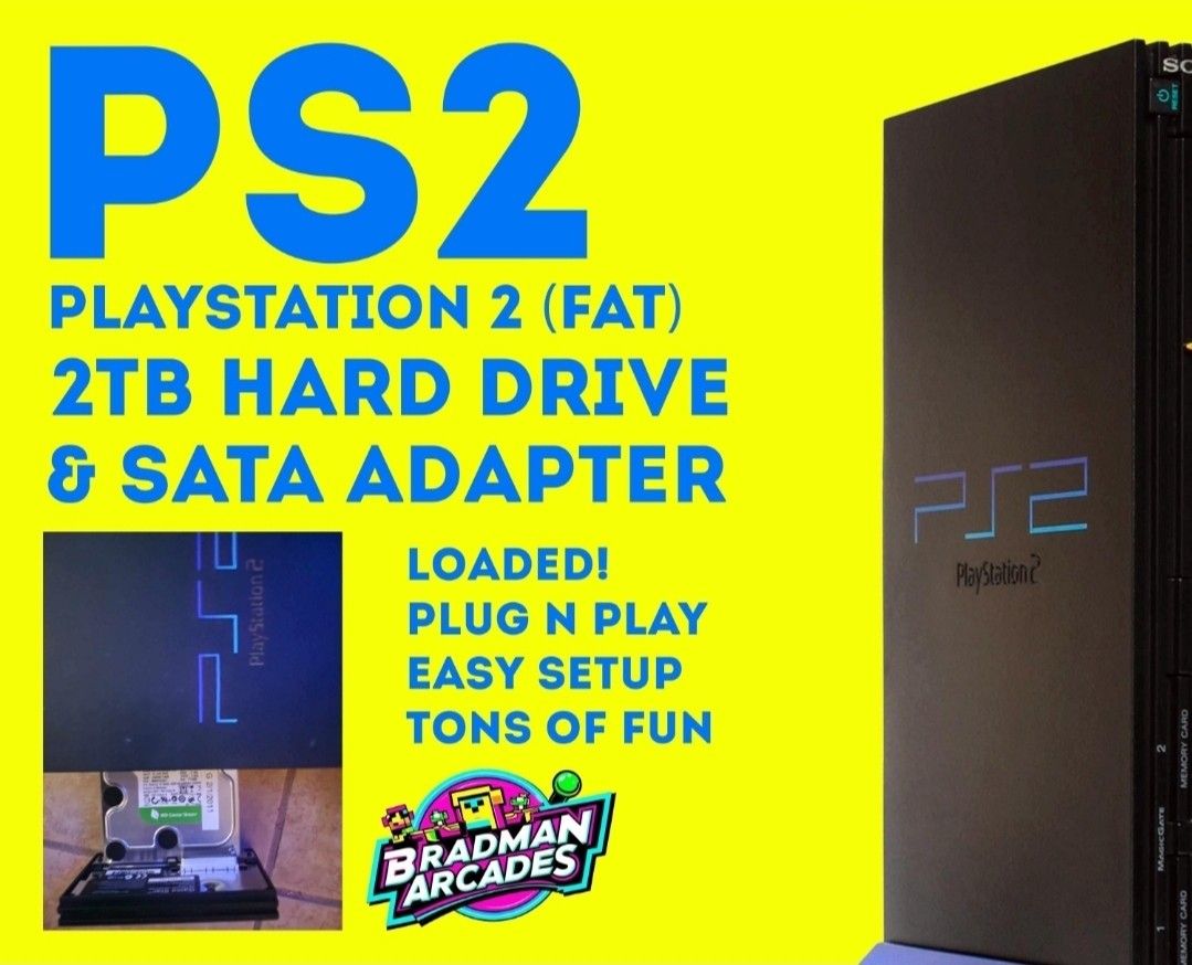 Playstation 2 2tb Harddrive (600 Games) With Sata Adapter PLUG N PLAY