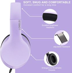 LORELEI X6 Over-Ear Headphones with Microphone, Lightweight Foldable & Portable Stereo Bass Headphones with 1.45M No-Tangle,Wired Headphones for Smart