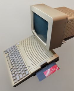 Vintage 1980s Apple IIc Computer & Monitor With Attached Floppy Drive "As Is"  OBO