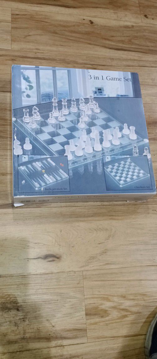 Glass Chess/Checkers/Backgammon Game Set