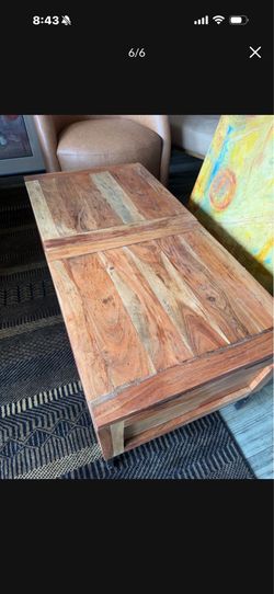 Solid wood coffee table with storage