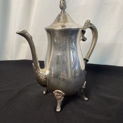 Vintage Leonard Silver Plated Coffee Tea Pot 10” Inch Tall Footed Floral Engraved (Unique Antique!)