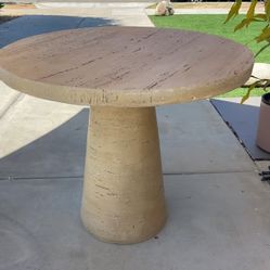 Cement Round Dining Table with Pedestal Base - 36" x 30" - Cream