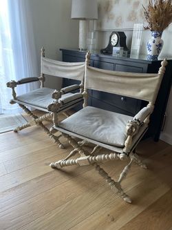 Pair of Ornate Lion Head Armchairs