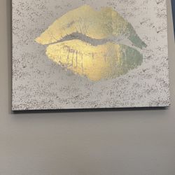 CANVAS Gold Sexy Lips Wall Art Fashion Decor