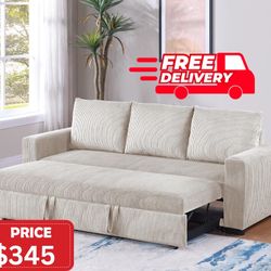 Convertible Sofa - Free Delivery ✅ Beige Sleeper Sofa - Pull Out Sofa 