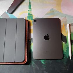 Ipad Mini 6 Wifi, 256gb, with Apple Pencil 2, Folio Case, And Faux Leather Case. Like New, Extremely Clean.