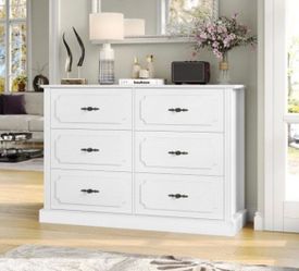 White wooden dresser- 6 drawers