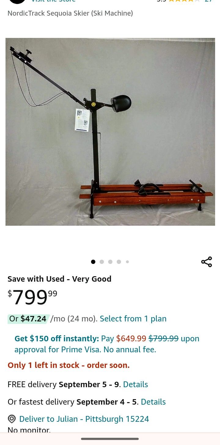 Nordic track Skier Delivery Available