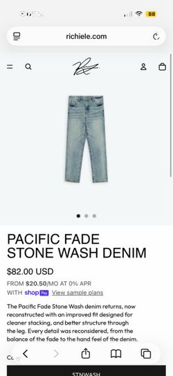 Richie Le Pacific Fade Stone Wash Denim Jeans size 34