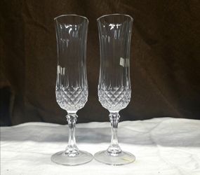 Vintage Cristal d'Arques Longchamp Champagne Flutes 2pc Set