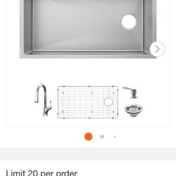Glacier Bay
Tight Radius 36 in. Undermount Single Bowl 18 Gauge Stainless Steel Kitchen Sink with Pull-Down Faucet New open box item