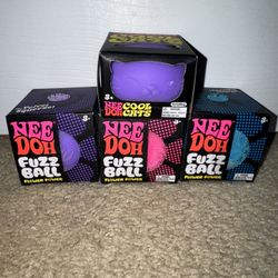 NeeDoh Cool Cats and Fuzz Ball & Sunny Days Peach *Set of 5*