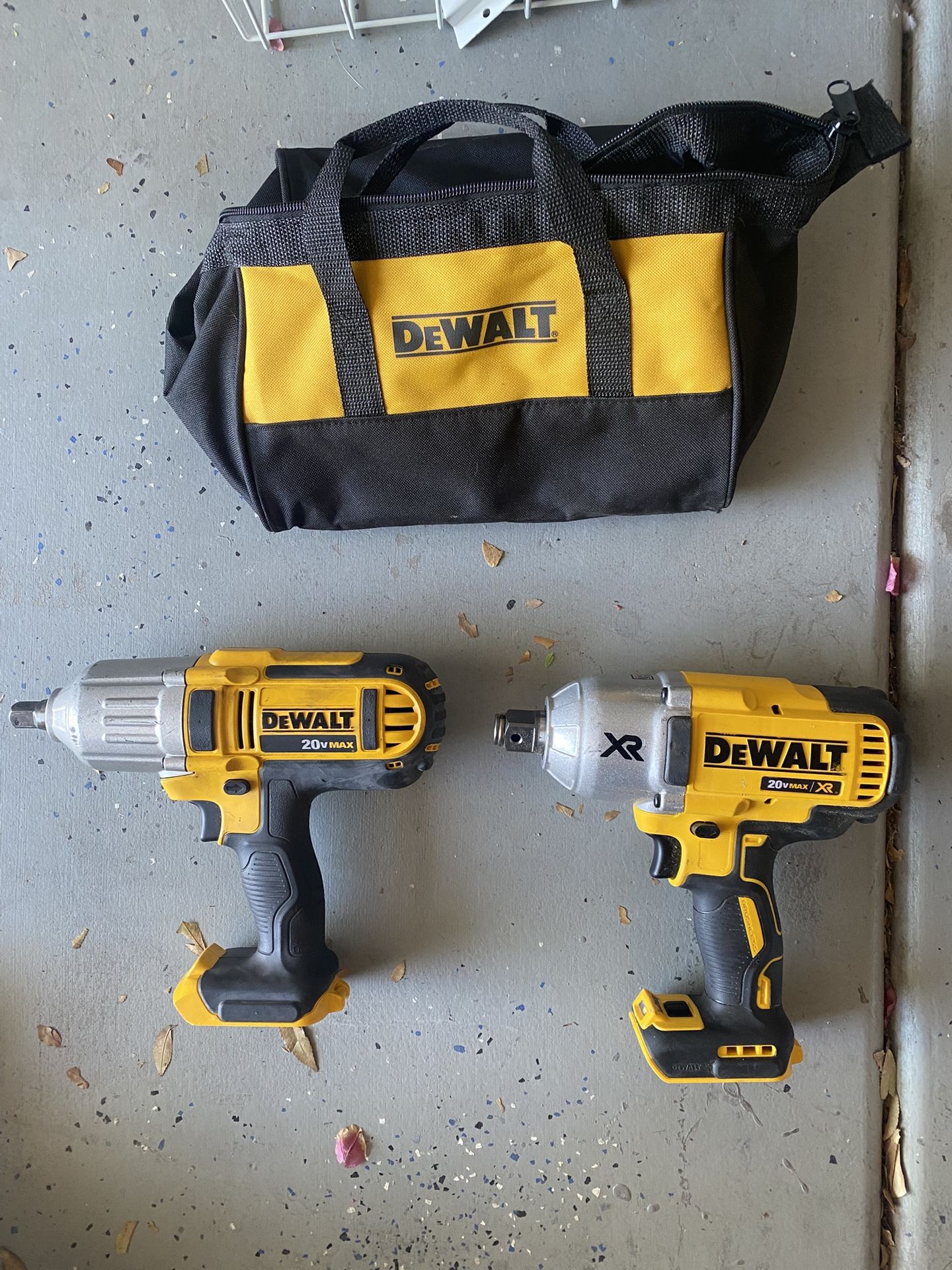 Dewalt 20 V Max 1/2 In. High Torque Impact Wrench DCF889 AND Dewalt 20V Max XR High Torque Impact Wrencyh Hog Ring Anvil DCF897