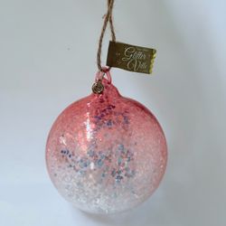 Stephen Brown Glitterville Pink Iridescent Glitter Christmas Ball Ornament NWT