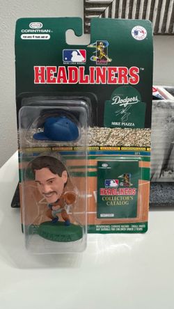 1996 Corinthian Headliners MLB action figure featuring Mike Piazza in a Los Angeles Dodgers uniform.