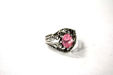 Antiqued 925 Pink Cubic Zirconium Ring