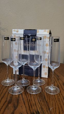 Set of 6 Bohemia crystal champagne flutes