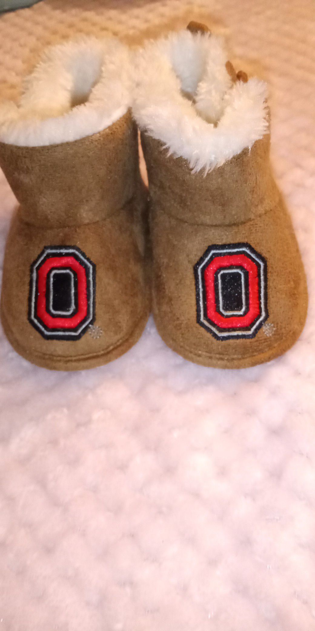 Ohio State Ugg style baby fur boots