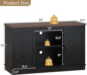 🥨Hlivelood Farmhouse 55-75 Gallon Fish Tank Stand with Power Outlet, Aquarium Stand w/Cabinet&Sliding Barn Door, Heavy Duty Reptile Tank Stand for Fi