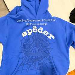 Blue Spider hoodie puff print size large 100% real