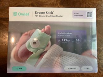 Owlet Dream Sock - Smart Wearable Baby Monitor with Live Heart Rate & Oxygen Alerts - Mint: Bluetooth & Wi-Fi Enabled