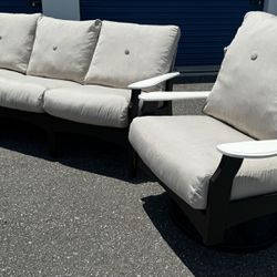 WINDWARD LEADERS FURNITURE PATIO SOFA AND SWIVEL CHAIR RECYCLED