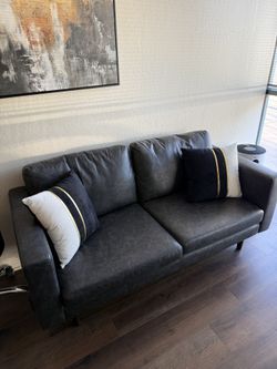 MCM Grey Faux Leather Sofa