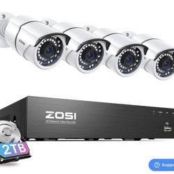 Zozzi Security System + 4K 8CH PoE NVR + Up to 8 Cameras + 2TB Hard Drive C261 5MP