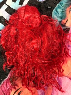 Red Curly Wig with Braided Detail