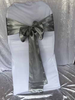 Silver satin chair sash wedding decor decorations