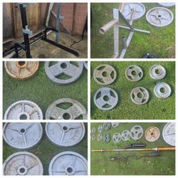 360lb Olympic Weight Set, squat Rack, Plate Rack, Barbell