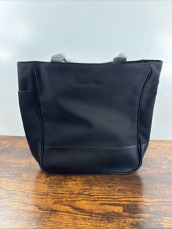 Calvin Klein Cosmetics Black Faux Leather Tote Bag Purse