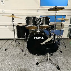 Complete Tama drum set with cymbals