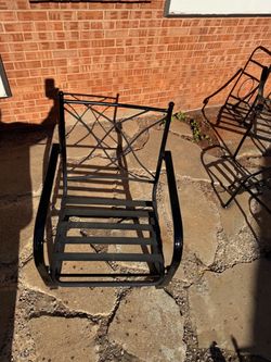 Black Wrought Iron Outdoor Chaise Lounge Frame