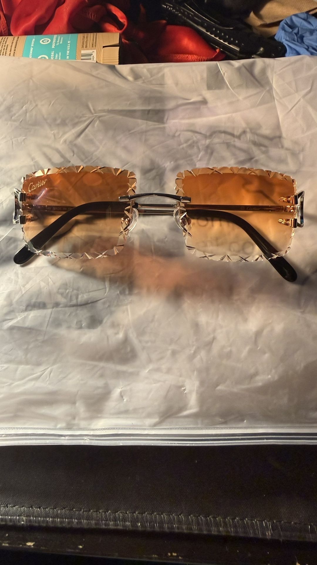 Orange Shark Teeth Cut Cartier Glasses