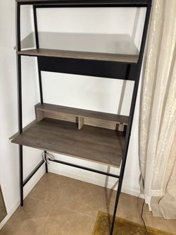Desk 3 Tier Cubbies Driftwood Black Metal