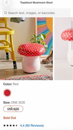 Mushroom Accent Stool Cushioned Kids Chair Red Polka Dot Playroom Decor Seat 🍄