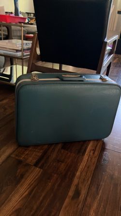 medium blue vintage suitcase