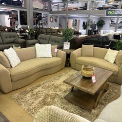 Carmel Mocha Bouclé Living Room Set / 2pc