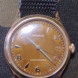 Vintage Benrus Amber Dial Men's Wind Up Watch