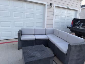 Outdoor Wicker Sectional Sofa Set with Coffee Table