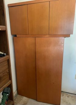 Two huge solid wood shelves or cabinets $150 both