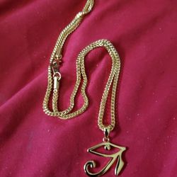Eye of Horus Gold Necklace Pendant & Franco Box Chain