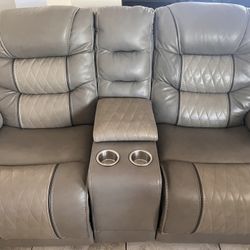 Real Leather Double Recliner